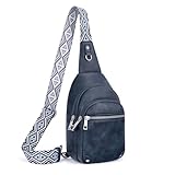 Lexiyat Anti Theft Crossbody Bags for Women Travel Chest Sling Bag Leather Handbags Fanny Pack Blue