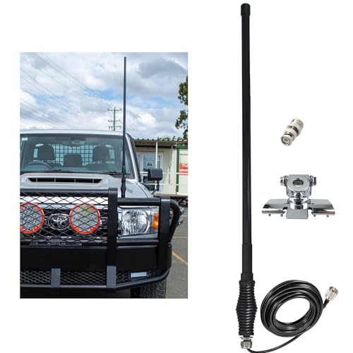 SIGNALPLUS 2m 70cm GMRS Mobile Antenna for Vehicle, VHF UHF Car Ham Radio Antenna with Spring Base,