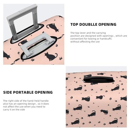 Black Cat Paw Print Travel Luggage Covers, Washable Suitcase Covers Protector for Luggage 18-32 Inch High Elasticity4