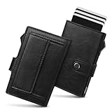 YESIIW Slim Wallet Pop-up Kartenetui für 9 Karten, Karten Portemonnaie Card Wallet mit RFID Schutz Geldbörse Herren mit XL Münzfach Portmonee Herrens(Glänzendes Schwarz, XL Münzfach)