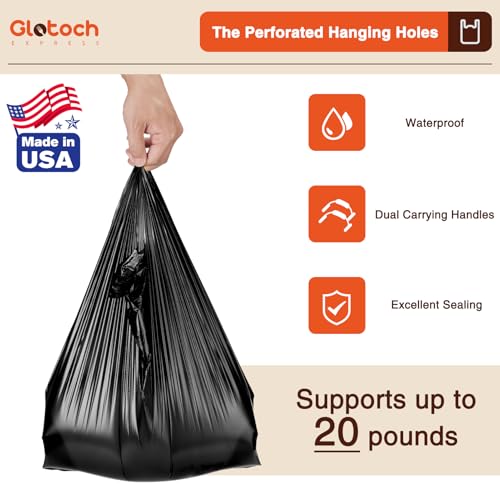 Glotoch 1000 Count Plastic T-shirt Bags Plain Black, 11.5 x 6.5 x 21" Grocery Shopping Bags with Handles for Restaurant, Retail, Takeout, Convenience Stores, Kitchen Trash, in Bulk for Small Business by Glotoch Express - Image 3