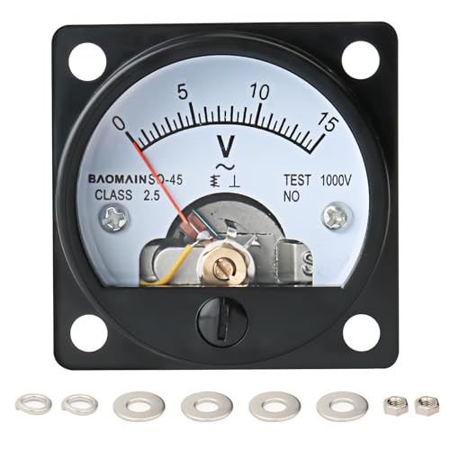 Image of Baomain Analog Dial Panel Meter Voltmeter Gauge SO-45 AC 0-15V Round Black