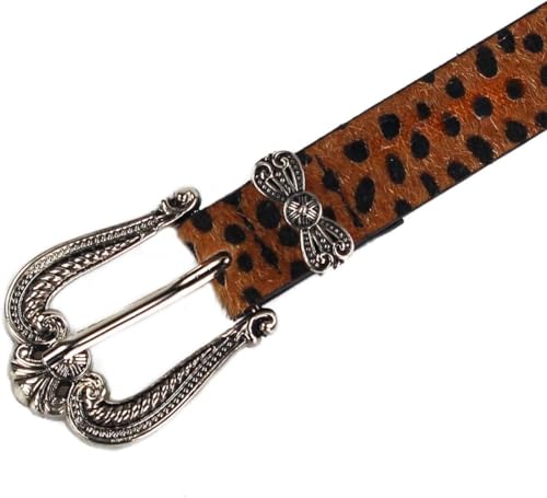 MOLERFO Womens Y2k Vintage Aesthetic Skinny Cheetah Leopard Print Leather Belt Animal Print Belt Waist Belt for Women4
