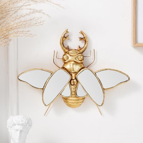 6PCS 3d Mirror Beetle Wall Sculpture,Vintage Insect Gold Wall Dec...