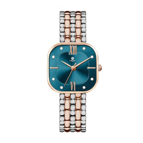 Image of Carlton London Chelsea Women Stainless Steel Analog Watch | Silver Waterproof Watches for Women Girls Ladies | Luxury Square Watch | Fashionable Trendy Quartz Movement Wrist Watch