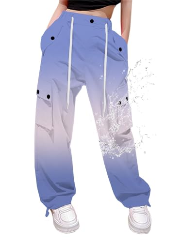 Image of Cromoncent Cargo Pants Girls & Women Parachute Pants Y2K Baggy Rave Clothes Waterproof with Pockets, 6 Years - 3XL