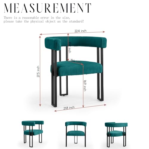 Image of Modern Corduroy Dining Chairs Set of 4 with Metal Legs,Comfy Accent Dining Room Chairs Upholstered Kitchen Side Chairs with Curved Backrest for Dining Room Kitchen Living Room (Teal,4)