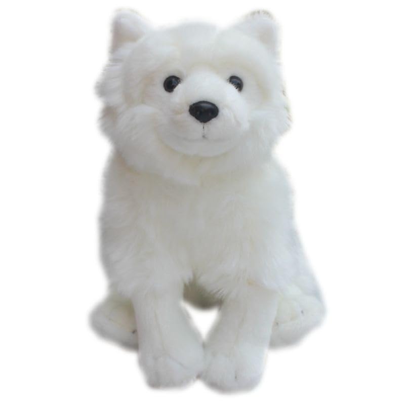 Amazon.co.jp: シミュレーションサモエドぬいぐるみ白キツネ犬子犬