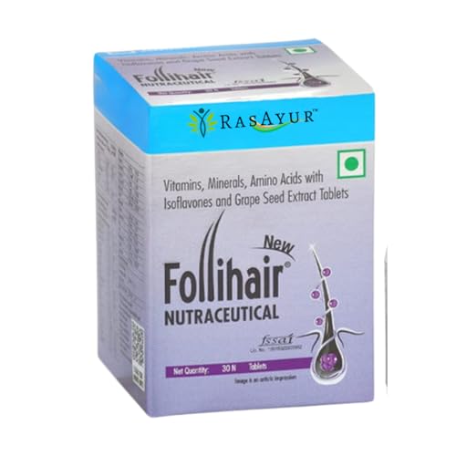 Image of NEW Folihair Nutraceutical with Vitamins, Minerals, Amino Acids and Grape Seed Extract, 30 Tablets
