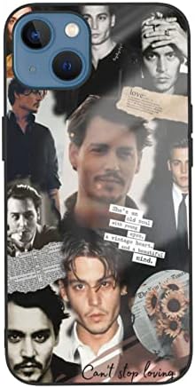 MEROHORO Johnny Depp Phone Case for iPhone 13, Tempered Glass Back Cover & TPU Soft-Frame Case Compatible with iPhone 13 / iPhone 13 Mini, Shock-Proof, Throw-Proof White