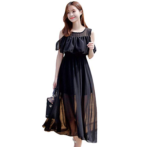 ワンピース レディース 夏 花柄 (ブラック(無地), S)