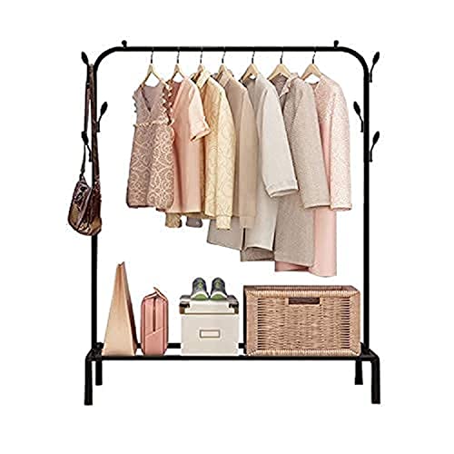 Lukzer | Freestanding Metal Cloth Stand with Bottom Storage Shelf & Coat...