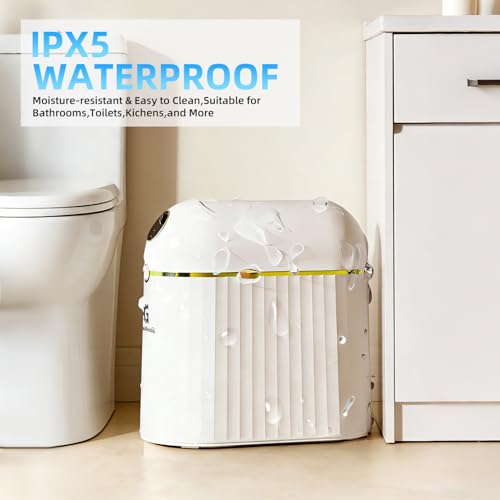 Image of Self-Sealing & Self-Changing Trash Can, 2.7 Gallon Automatic Touchless Smart Bathroom Trash Can with Lid, Slim Waterproof Waste Bin for Bathroom, Bedroom and Offic