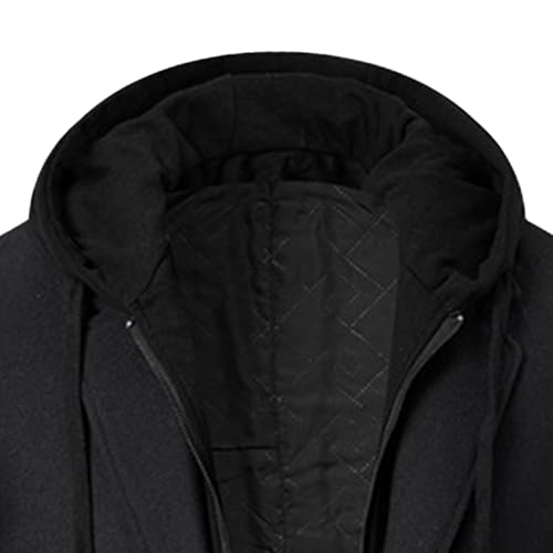 Men's Hooded Wool Peacoat Winter Single Breasted Casual Male Jacket Wool Blend Overcoat with Detachable Hoodie2