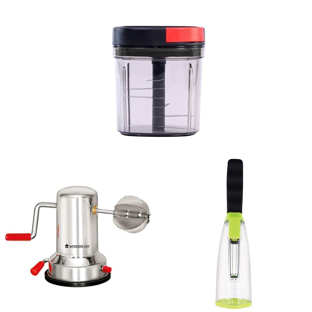 Wonderchef Glory String Vegetable Chopper with 6 Sharp, 900Ml, 1 Year Warranty&Wonderchef Coconut Scraper&Wonderchef Smart Multifunctional Vegetable/Fruit Peeler (B0BCDXYZR1) Amazon Price History, Amazon Price Tracker