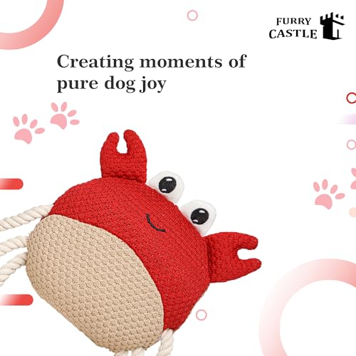 Image of Knitted Crab Dog Toy 100% Polyester with Crinkle and Squeakers- Red
