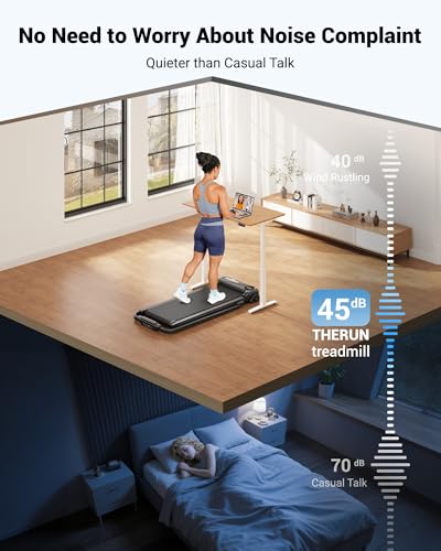 Image of THERUN 2 in 1 Walking Pad with Handle Bar, Foldable Under Desk Treadmill | 10% Manual Incline, 0.6-6.2 mph, APP & Remote Control, 2 in 1 Folding Handle Bar, Quiet Core Motor, Compact for Home Office