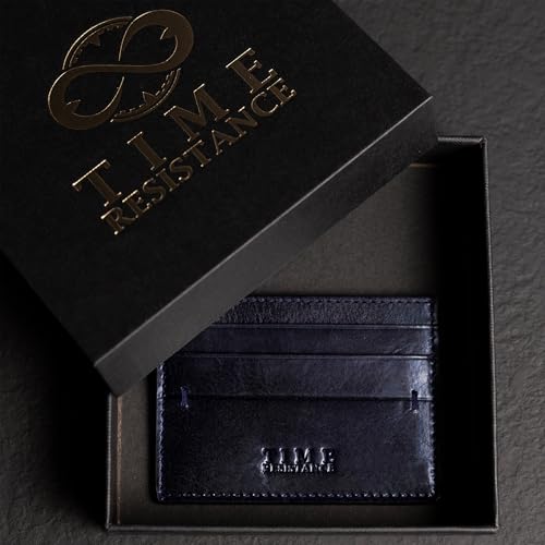 Image of Time Resistance Credit Card Case - Leather Business Card Holder - Italian Handmade Card Organizer
