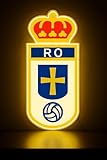 SOLOLED Lámpara LED escudo Decorativa Regalo Oviedo, Escudo Club, Iluminación Deportiva Medidas 20x35 cm