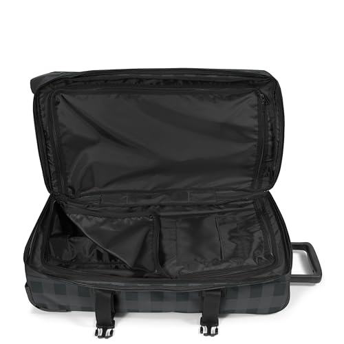 Image of EASTPAK Tranverz M - 78L Medium Soft Sided Checked Luggage, Dual Compartments, TSA Lock, Compression Straps & Smooth Inline Wheels, Checker Dark Grey