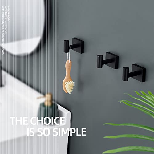Image of KOKOSIRI Robe Hook Bathroom Towel Coat Hooks Matte Black for Bath Kitchen Wall 3 Pack Stainless Steel B1013BK-P3