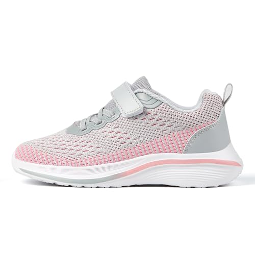 MOYAYXJ Zapatillas Niña Ligeras y Transpirables con Velcro - Zapatos Deportivos Casuales para Niñas, Bambas Running Rosa 35EU