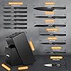 VINATO Set Coltelli da Cucina, Coltello da Cucina 14 Pezzi con Affilatore, Coltelli Professionali da Cucina da Chef, Set Coltelli da Cucina in Acciaio Inox con Manico in Plastica e Ceppo in Legno