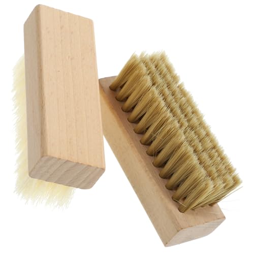 DECOMELODY 2 Piezas Cepillo de Limpieza Doble con Mango de Madera Cerdas Duras y Suaves para Ropa Zapatos y Hogar Portátil y Fácil de Usar para Lavandería y Limpieza