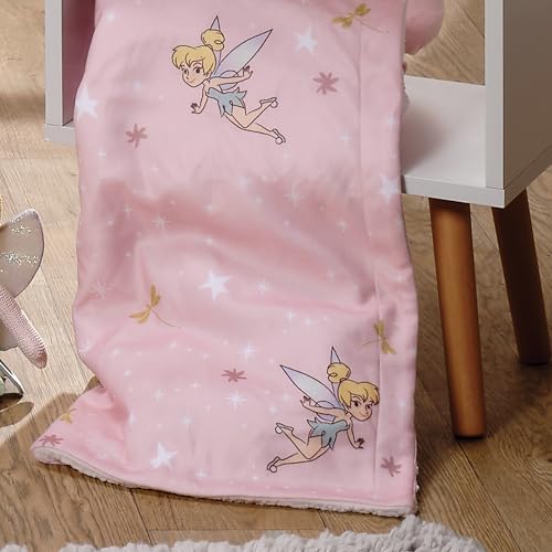 Image of Bedtime Originals Tinker Bell Baby Blanket - Pink, White, Disney, Garden, Floral