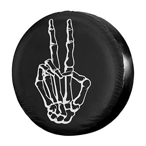 Image of Skeleton Peace Spare Tire Cover Dust-Proof Wheel Tire Cover Fit Trailer, RV, SUV and Many Vehicle 16 Inch
