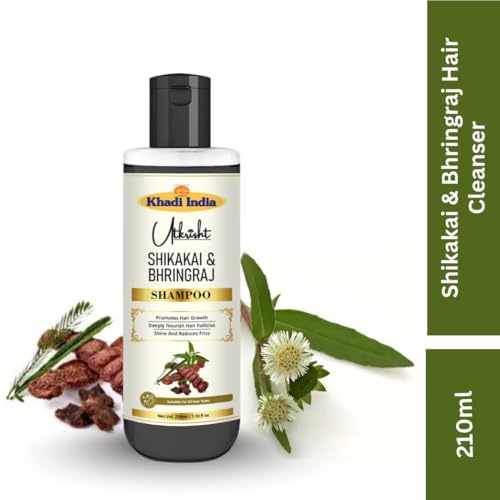Image of Khadi Shikakai & Bhringraj Natural Hair Shampoo for Hair Fall Control, Dandruff Care & Hair Growth - Herbal Cleanser for Men & Women - Gentle Daily Use | 210ml