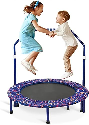 Mini Trampoline for Kids with Handle and Padded Cover , 36in Trampoline Foldable Fitness with Exercise Rebounder Jumper Safe Indoor or Outdoor Durable Toddler Trampoline Jump Sports