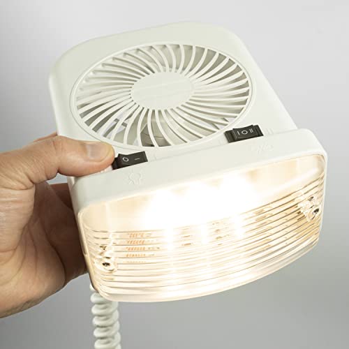 Lumitronics Rv Portable 12V Led Interior Bunk Light And 2-Speed Personal Fan Combo - Quiet Motor - Reading Light With Extendable 8-Foot Cord - On/Off Switch - Mounting Brackets Included #TOP6