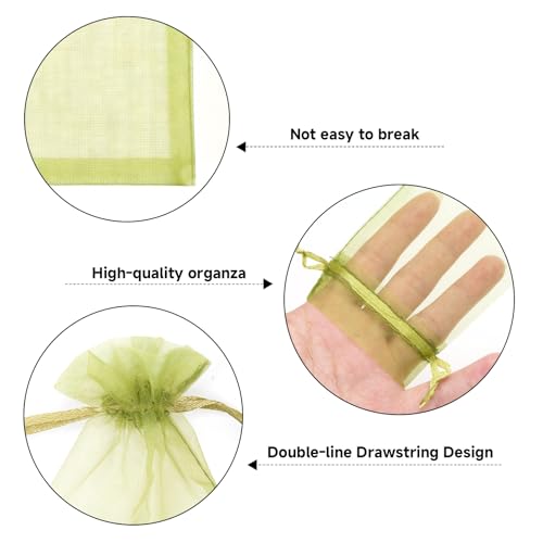 Image of Joycraft 50pcs Organza Bags - 2.7 inchx3.5 inch Sheer Drawstring Gift & Party Favor Bags, Sage Green, Jewelry & Makeup Pouches, Candy Packaging