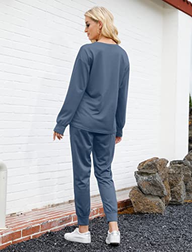 Image of Bofell Lounge Sets for Women 2 Piece Fall Outfits 2023 Fashion Trending Now Sweatsuits Tracksuits with Pockets Loose Fit