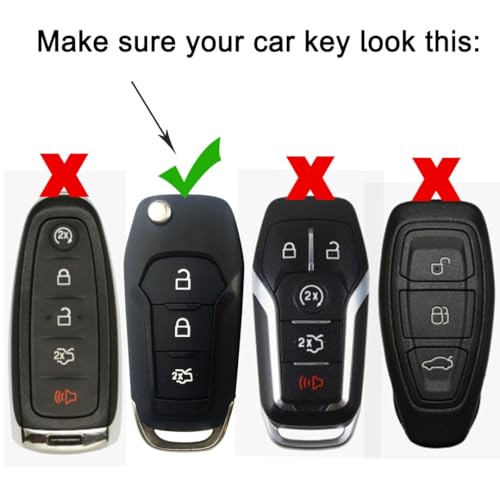 Image of KEYCEPT Silver Line TPU Key Cover Compatible with Ford Figo, Aspire, Endeavour Flip Key 3 Button with Keychain. (Type 1, White)