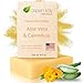 Aloe Vera & Calendula Soap, 100% Natural & Organic, With Organic Aloe Vera, Calendula & Turmeric. Use As a Face Soap, Body Soap or Shaving Soap. For Men, Women, Teens and Baby. Gentle Soap. 4oz Bar