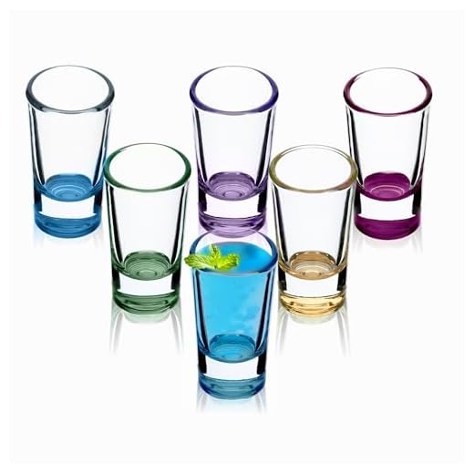KADAX Juego de 6 vasos de chupito, 28 ml, vasos de chupito con base gruesa, vasos de chupito minimalistas, Chupito de cristal, Vasos para vodka (multicolor)