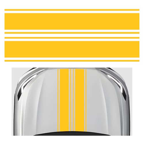 Image of 2 PCS Car Hood Sticker, 70.9 inch x 7.3 inch Waterproof Racing Stripes Auto Body Side Decals, Sports Style Hood Sticker Exterior Decoration for Most Vehicles, Car Accessories (Yellow)