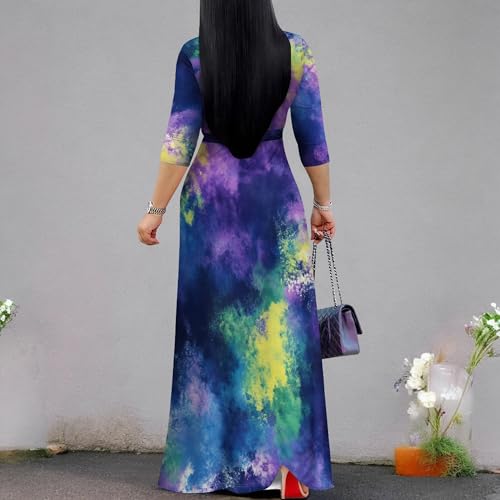 Image of PinkPatty Plus Size Maxi Dress for Women 3 /4 Sleeve Casual Long Dress | Soft stretchy fabric, functional pockets, flattering wrap v neck for vacation, casual wear and everyday styling