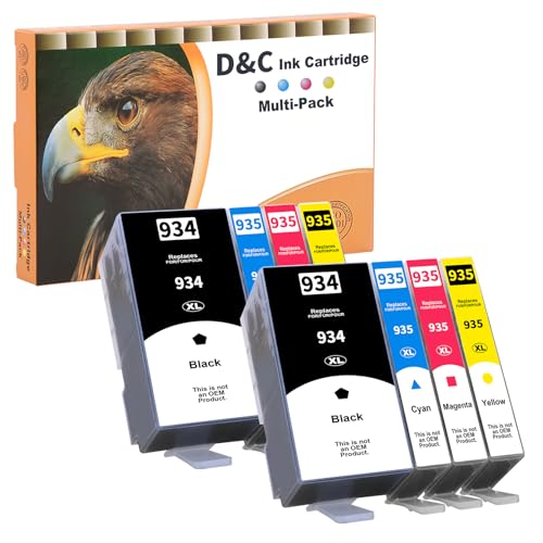 D&C 934XL 935XL Multipack Cartuchos de Impresora Compatible para HP 934 935 XL 934XL 935XL para HP Officejet Pro 6230, Officejet Pro 6830 Cartuchos 6835 6836 6220 6800 6812 6815 (Paquete de 8)