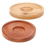 TOVINANNA Posavasos Giratorios de para Vasos de Whisky y de Base Redonda Protectora de Madera Natural Set de 2 Unidades Colores Nogal y Natural Adecuado para Bares y Degustaciones