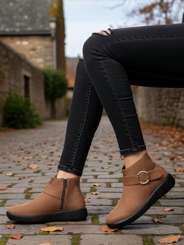 Image of ELLE Women's Buckle Accent Wedge Sole Ankle Bootie