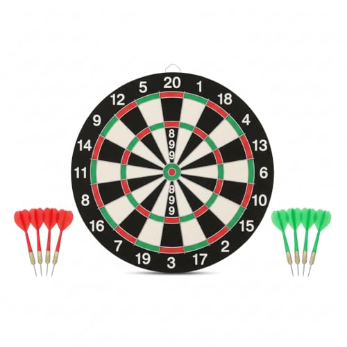 Image of Double Sided Professional Dart Boards for Adults and Kids, Man Cave Stuff Outdoor Game with 6 Steel Tip Darts, Indoor(Cardboard)
