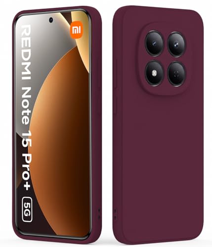 Image of DIZORO Compatible with Mi Redmi Note 15 Pro Plus 5G Back Cover with Upgraded Square Edges for Camera Protection Shockproof Flexible Matte Liquid Silicone Mobile Phone Case - Wine