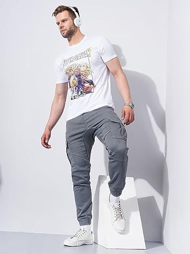 Image of Celio Mens Solid Grey Cargo Pants
