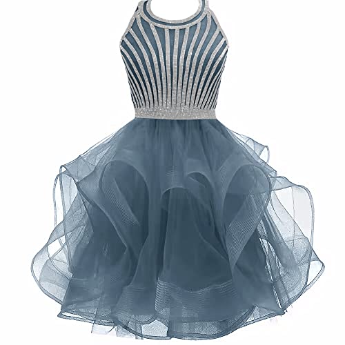 Short Tulle Prom Dress for Teens Homecoming Dresses Beading Evening Party Cocktail Gowns