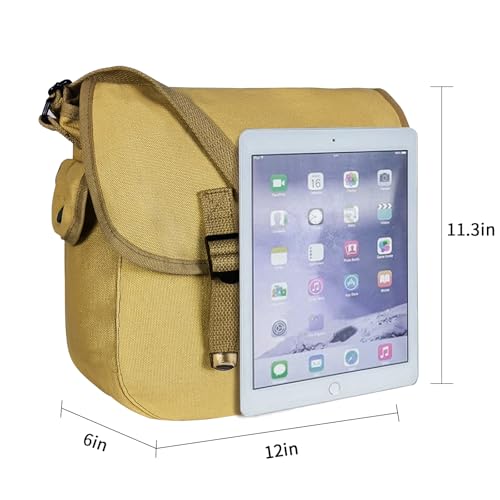 SUNRISING US Army WW2 M1936 Musette Bag Messenger Bag with Shoulder Strap,12" WWII Canvas Vintage Tactical Satchel Bags Military Crossbody Haversack Messenger Bags3