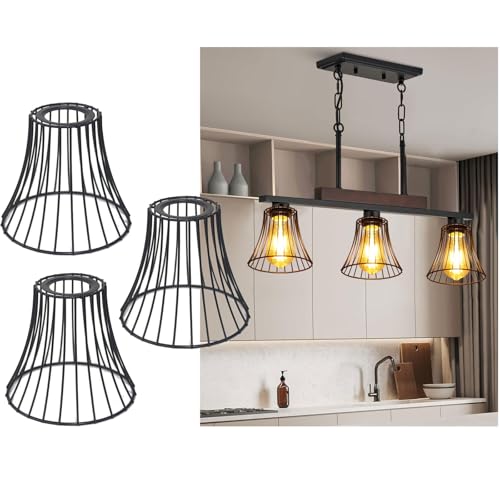 Image of 3 Pack H5 inchxΦ5.7 inch Jingle Bell Lamp Shade Small Metal Bulb Guard Holders Replacement Vanity Lighting Fixtures Shades Ceiling Fan Light Covers Lampshade for Floor Lamps Pendant Chandelier Wall Sconces
