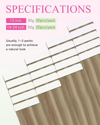 Image of YoungSee Human Hair Tape in Extensions 24 Inch, Tape in Extensions Golden Blonde Highlight Light Blonde, Long Length, Straight Texture, Tape Hair Extension, 20pcs 50g, for Wedding